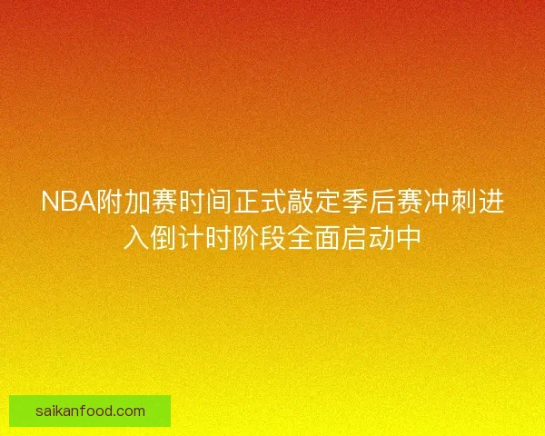 NBA附加赛时间正式敲定季后赛冲刺进入倒计时阶段全面启动中