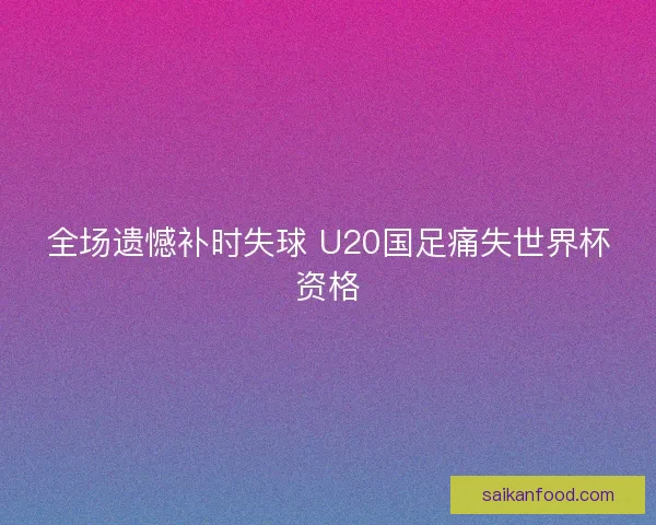 全场遗憾补时失球 U20国足痛失世界杯资格