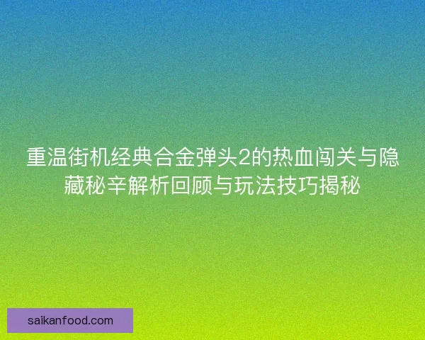 重温街机经典合金弹头2的热血闯关与隐藏秘辛解析回顾与玩法技巧揭秘